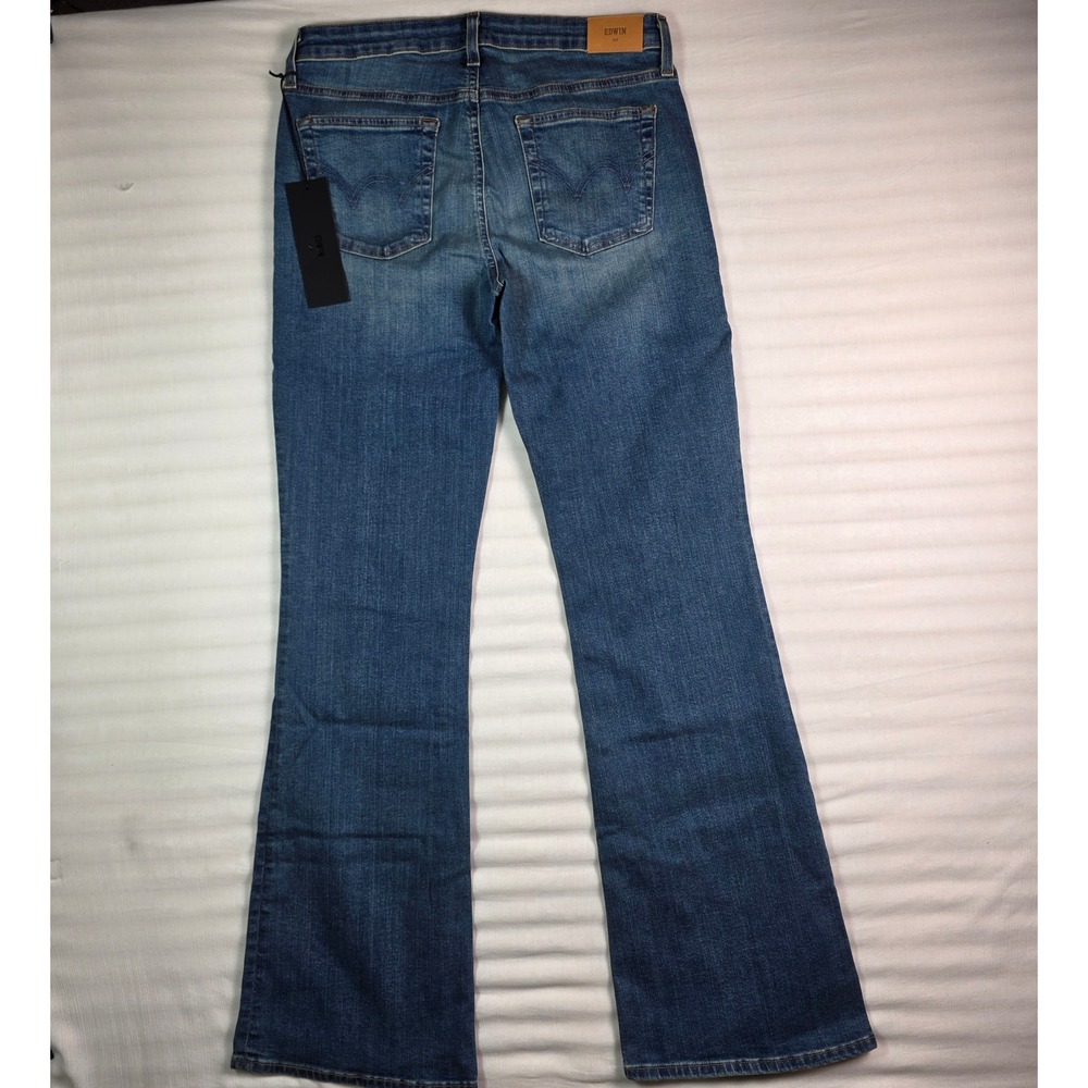 Edwin Lark Flare Jeans Flashback Blue High Rise Denim EW2061ICS Size 30 NEW - Picture 11 of 12